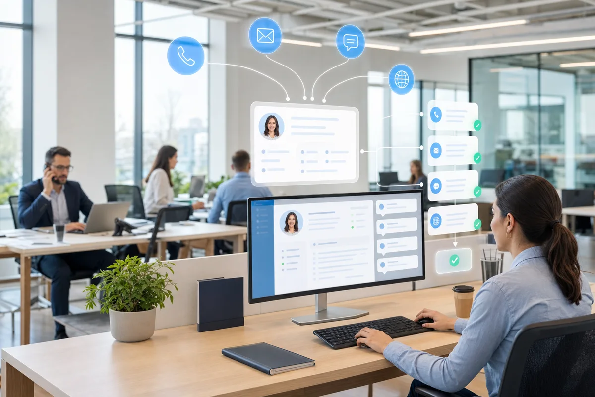 Менеджер получает обращения из сайта, телефона, почты и мессенджеров в CRM